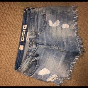 High waist ripped jean shorts